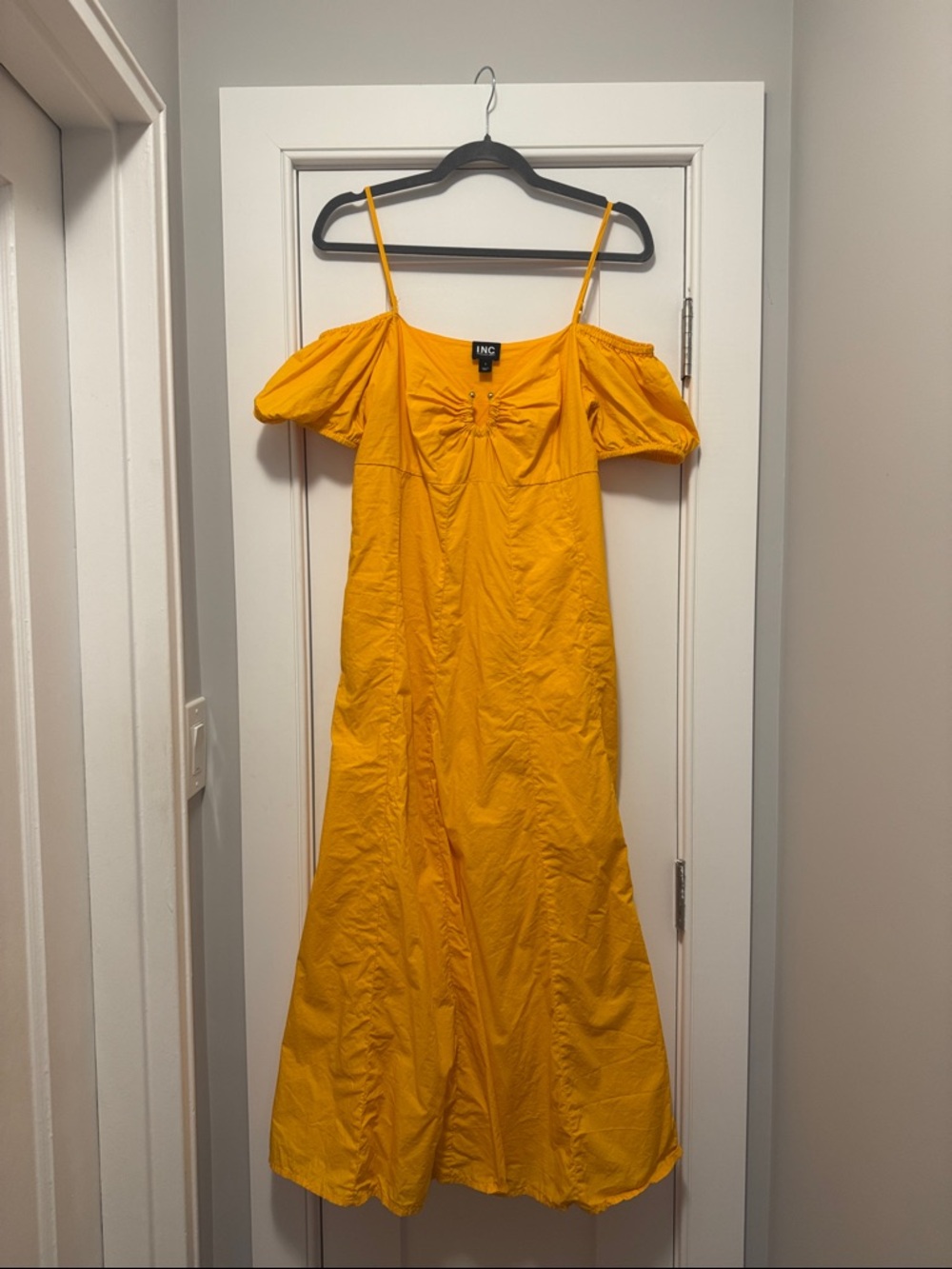 INC International Concepts Bright Yellow Off-Shoulder Maxi Dress